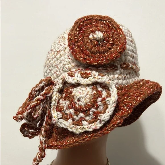 Handcrafted Cream and Brown Crochet Hat